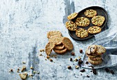 Oat biscuits, hazelnut macaroons and chocolate cookies