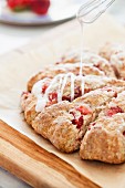 Strawberry scones with icing