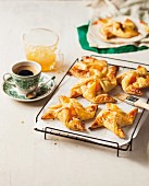 Pinwheel pastries with vanilla cream and apricots