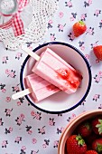 Homemade Strawberry Popsicle on White Background
