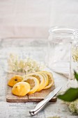 Lemon slices and elderflowers