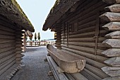 An old wooden boat at the Historische Pfahlbauten in Unteruhldingen, UNESCO World Heritage Site, Lake Constance