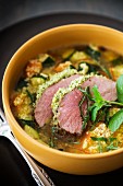 Leg of lamb with a mint crust and couscous