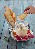 Feta dip with grilled bread