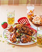 Oven-baked sweet chilli chicken legs with coleslaw