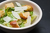 Green salad with croutons and Parmesan cheese
