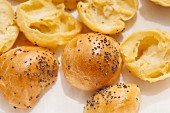 Choux pastry rolls with poppy seeds