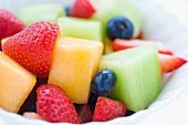 Colourful fruit salad with strawberries and blueberries