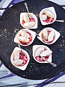 Quark dumplings on rhubarb compote