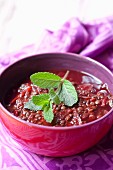 Beetroot soup with lentils and mint