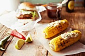 Grilled corn cobs with chilli butter and limes (Mexico)