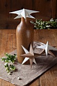Hand-made paper stars as Christmas decorations