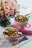 Lentil salad with pine nuts and lemons for Valentine's Day
