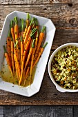 Herb carrots and raisin rice