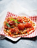 A mini tomato pizza