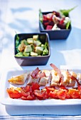 Chicken salad with bacon and tomatoes