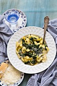 Tagliatelle with spinach and Parmesan cheese