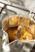 Coffee boiling in an espresso jug