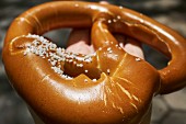 A salted pretzel (close-up)