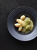 Potato gnocchi with braised dill cucumbers