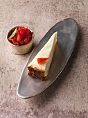 New York cheesecake with strawberry margarita granita