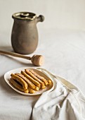Churros (deep-fried Spanish pastries) on a plate