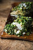 Grilled cod with herb sauce