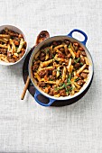 Penne with a meat ragout