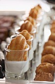 Madeleines in dessert sauce