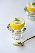 Lemon sorbet with mint