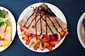 Crepes with fruit and chocolate sauce (Mexican Street food in Los Angeles, USA)