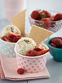 Muesli ice cream with fresh berries