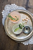Cucumber lemonade and gin & tonic with grapefruit and rosemary