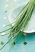 Chives on a porcelain plate