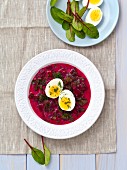 Young beetroot leaf soup with egg
