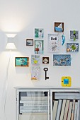 3D pictures hanging on the wall made from small boxes