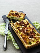 Leek tart with bacon and almonds