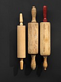 Three wooden rolling pins