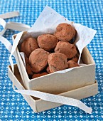 Chocolate truffles in a gift box