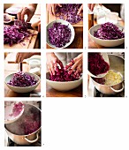 Apple red cabbage being made