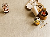 Pickled vegetables, goat's cheese and oat biscuits as a gift