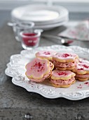 Raspberry flower biscuits