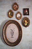 Gallery of antique miniature pictures and decorative wall plate