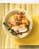 Chicken breast with bacon and thyme