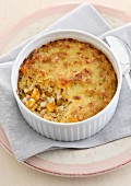 Macaroni bake topped with melted cheese