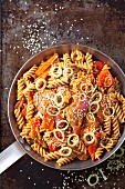 Sweet-and-sour pork loin with wholemeal pasta