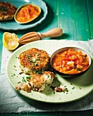 Fish cakes with tomato sauce
