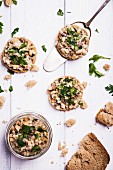 Crackers with herring tatar for a party