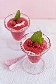 Two glasses of raspberry mousse