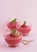 Bowls of raspberry mousse